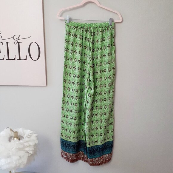 NWOT Zara green & multicolour abstract floral print high waist wide leg pants, S - Picture 14 of 14